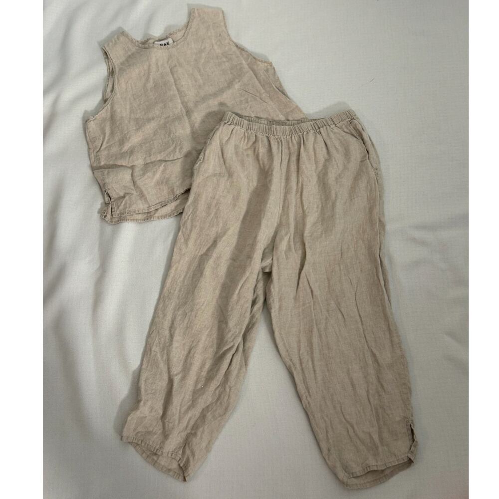 Flax Linen 2pc women's cropped outfit size medium